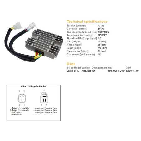 DZE REGULATOR NAPIĘCIA SUZUKI LT-A 700 KING QUAD '05-'07 (32800-41F10) MOSFET (50A)