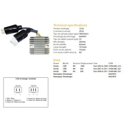 DZE REGULATOR NAPIĘCIA HONDA CBR 600RR '07-'11; CBR 1000RR '04-'05 (31600-MEL-821) (ESR439) (SH678FD; SH678FB)