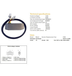 DZE REGULATOR NAPIĘCIA SUZUKI VS 1400 INTRUDER '87-'95 (OEM-32800-38B00) (ESR750) (SH576-12) (35A)