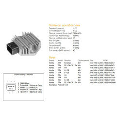 DZE REGULATOR NAPIĘCIA HONDA TRX 350FE/FM/TE/TM '00-06; TRX 400FW '95-'03; TRX 450 FOREMAN '98-'14 (ESR583)