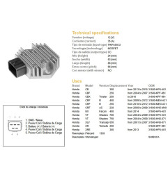 DZE REGULATOR NAPIĘCIA HONDA CB 300 '13-'15; CBF 250 '04-'07; CRF 250/450R '09-'12; VT 700 SHADOW '04-'09; VT 750