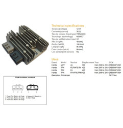 DZE REGULATOR NAPIĘCIA HONDA TRX 420FE/FM/TE/TM '07-'14; MUV 700 '09-'13 (35A) (31600-HP5-601) (SH753AA) (ESR318)