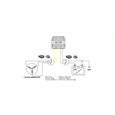 DZE REGULATOR NAPIĘCIA UNIWERSALNY MOSFET (50A) 5 KABLI (3X ŻÓŁTE; 1X CZERWONY; 1X ZIELONY)
