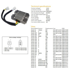 DZE REGULATOR NAPIĘCIA SUZUKI GSF 650/1250 BANDIT '07-'10; GSX 600/750/1000R/S '05-'18; DL 650 V-STROM '07-17; SV 650