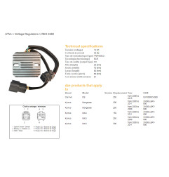 DZE REGULATOR NAPIĘCIA KYMCO MXU 150/250/300 '04-'11; CAN AM DS 250 '06-'15; ARCTIC CAT 150/250/300 '06-'19 (35A)