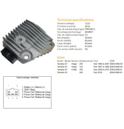 DZE REGULATOR NAPIĘCIA YAMAHA XV 125 VIRAGO '97-'98; XV 250 VIRAGO '96-'07; XV 250 V-STAR '08-'15 (3DM-81960-00)