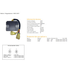 DZE REGULATOR NAPIĘCIA KAWASAKI ZX-9R '00-'03; ZX 12R '00-'03 (35A) (21066-1119) (ESR516)
