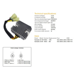 DZE REGULATOR NAPIĘCIA KAWASAKI ZX-9R '00-'03; ZX 12R '00-'03 (35A) (21066-1119) (ESR516)