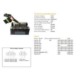 DZE REGULATOR NAPIĘCIA CAN-AM DS 650 '00-'02; SEA DOO 3D/GSX/GTX/RX/XP/LRV '98-'04 (OEM 278001554) (35A)