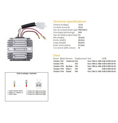 DZE REGULATOR NAPIĘCIA YAMAHA YFB 250 TIMBERWOLF '94-'96; YFM 350 BIG BEAR '95-'96; YFM 400 KODIAK '92-'95