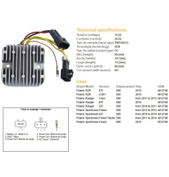 DZE REGULATOR NAPIĘCIA POLARIS SPORTSMAN 500/800 '10-'14; RANGER 500/800 '10-'13; RZR 800 '10 (35A) (OEM 4012448)