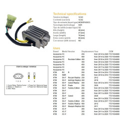 DZE REGULATOR NAPIĘCIA HUSQVARNA FC/FS/FX 250/350/450 '14-'20; KTM SX-F 250/350/450 '11-'20; XC-F 250/350/450 '11-'20