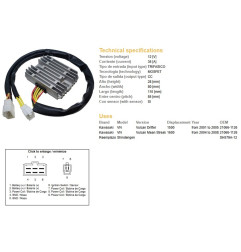 DZE REGULATOR NAPIĘCIA KAWASAKI VN 1500 VULCAN '01-'05; VN 1600 VULCAN '04-'08 (OEM 21066-1126) (SH579-A12)