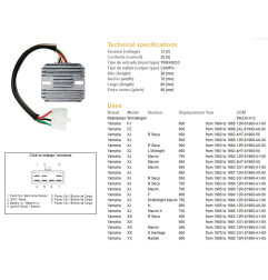 DZE REGULATOR NAPIĘCIA YAMAHA XJ 550/600/650/750/900 '80-'89; XS 650 '78-'83; YX 600 RADIAN '86-'88