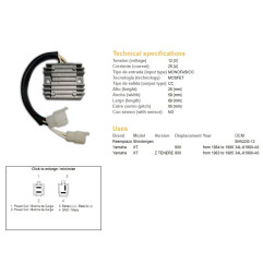 DZE REGULATOR NAPIĘCIA YAMAHA XT 600Z TENERE '83-'86 (34L-81960-A0) (SH522G-12)