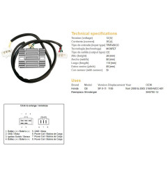 DZE REGULATOR NAPIĘCIA HONDA CB 1100 SF (X11) '00-'03 (31600-MCC-601) (SH579C-12) (12V/35A)