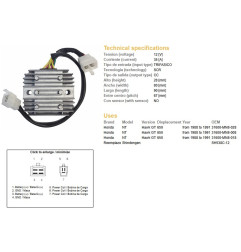 DZE REGULATOR NAPIĘCIA HONDA NTV 650 '88-'91 12V 35A (SH538C-12) (31600-MN8-008) (31600-MN8-028) (ESR252)
