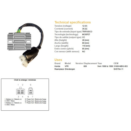 DZE REGULATOR NAPIĘCIA HONDA VFR 800 '98-'99 (31600-MBG-003)