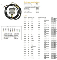 DZE REGULATOR NAPIĘCIA BMW R 60/75/65/80/90/100 '74-'88, MOTO GUZZI 650/750/850/1000 '75-'95 (12321244409, 12311244063)