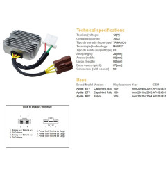 DZE REGULATOR NAPIĘCIA APRILIA ETV 1000 CAPO NORD '01-'07; RST 1000 FUTURA '01-'04 (OEM AP8124831) MOSFET (35A)