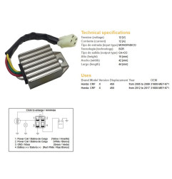DZE REGULATOR NAPIĘCIA HONDA CRF 450X '05-'17 (OEM 31600-MEY-671) (12A)