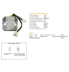 DZE REGULATOR NAPIĘCIA HONDA NX 650 DOMINATOR '92-'94 (OEM 31600-MY2-621) (25A)