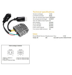 DZE REGULATOR NAPIĘCIA HONDA SH 300 '07-'10 (OEM 31600-KTW-901) MOSFET (50A)