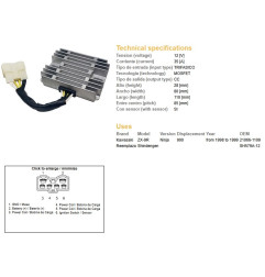 DZE REGULATOR NAPIĘCIA KAWASAKI ZX-9R NINJA '98-'99 (OEM 21066-1109) MOSFET (35A)