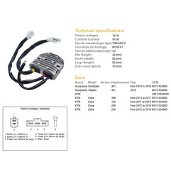 DZE REGULATOR NAPIĘCIA KTM DUKE 125 '11-'16; DUKE 200 '12-'19; DUKE 250 '15-16, DUKE 390 '13-'17