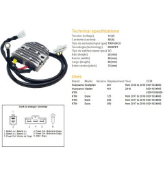 DZE REGULATOR NAPIĘCIA KTM DUKE 125 '17-'19; DUKE 250 '17-'19; DUKE 390 '17-'19; HUSQVQRNA SVARTPILEN 401 '18-'19