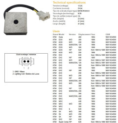 DZE REGULATOR NAPIĘCIA KTM EGS 125/250/300/360 '96; EXC 125/200/250/300/380 '98-'99, SC 620 '94-'98; TXC 400/620 '98