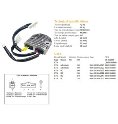 DZE REGULATOR NAPIĘCIA KTM RC 125 '14-'22; RC 200 '14-'22; RC 250 '15-'17; 250 ADVENTURE '20-'21