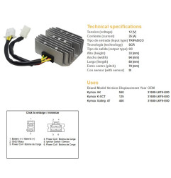 DZE REGULATOR NAPIĘCIA KYMCO K-XCT 125; XCITING 400; AK 550 (WSZYSTKIE ROCZNIKI) (OEM 31600-LKF5-E00) (35A)