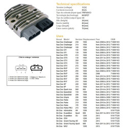 DZE REGULATOR NAPIĘCIA SEA DOO CHALLENGER/GTI/RXP/WAKE 1500 '08-'12; GRAND TOURING 600/1200 '11-'13 (OEM 710001103)
