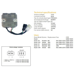 DZE REGULATOR NAPIĘCIA SUZUKI AN 650 BURGMAN '03-'10; VZ 1500 MARAUDER '09; VZ 1500 BOULEVARD '09-'10