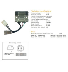 DZE REGULATOR NAPIĘCIA SUZUKI AN 650 BURGMAN '06-'11; VZR 1800 INTRUDER '06-'12 (OEM 32800-10G30) MOSFET (50A)
