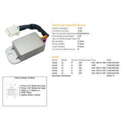 DZE REGULATOR NAPIĘCIA HONDA XL 200R '83-'84; XL 250R '84-'87; XL 350R '84-'85; XL 500 '82; XL 600 '83-'87 (ESR670)