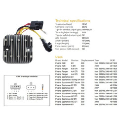 DZE REGULATOR NAPIĘCIA POLARIS SPORTSMAN EFI 500/700/800; RANGER EFI 500/700/800 (12V/35A) (4012384, 4011569, 4011925)