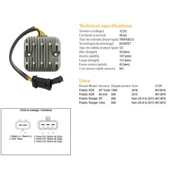 DZE REGULATOR NAPIĘCIA POLARIS RANGER 900 '13-'15; RZR 900/1000 '15 (50A) (4013978) (ESR829)