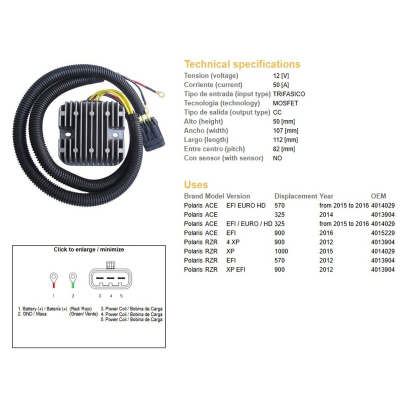 DZE REGULATOR NAPIĘCIA POLARIS ACE 325 EFI '14-'16; 570 EFI '15-'16; 900 '16; RZR 570/900 '12; RZR 1000 EFI '15 DZE REGULATOR NAPIĘCIA POLARIS ACE 325 EFI '14-'16; 570 EFI '15-'16; 900 '16; RZR 570/900 '12; RZR 1000 EFI '15