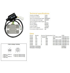 DZE REGULATOR NAPIĘCIA HONDA CB 900F HORNET '04-'07; VTX 1300S/R/C '05-'09 (31600-MEA-741)(35A)(ESR437)