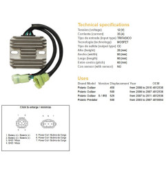 DZE REGULATOR NAPIĘCIA POLARIS PREDATOR 500 '03-'07; OUTLAW 400/500/525 '06-'11 (35A) (OEM-4010654, 4012536) (ESR541)