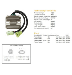 DZE REGULATOR NAPIĘCIA POLARIS PREDATOR 500 '03-'07; OUTLAW 400/500/525 '06-'11 (35A) (OEM-4010654, 4012536) (ESR541)