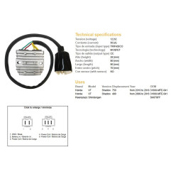 DZE REGULATOR NAPIĘCIA HONDA VT 750C SHADOW '10-'18 (31600-MFE-641) (50A) (MOSFET)
