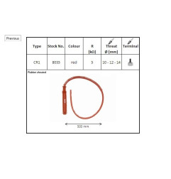 NGK FAJKA NA ŚWIECE GUMOWA PROSTA PRZEWÓD 50 CM KOLOR CZERWONY (NR 8035) WODOODPORNY (GWINT 10,12,14MM) (5K OHM)
