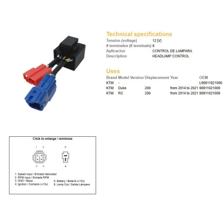 DZE MODUŁ ZAPŁONOWY LAMPA PRZEDNIA KTM 200 DUKE '14-'21; RC 200 '14-'21 (OEM 90911021000)