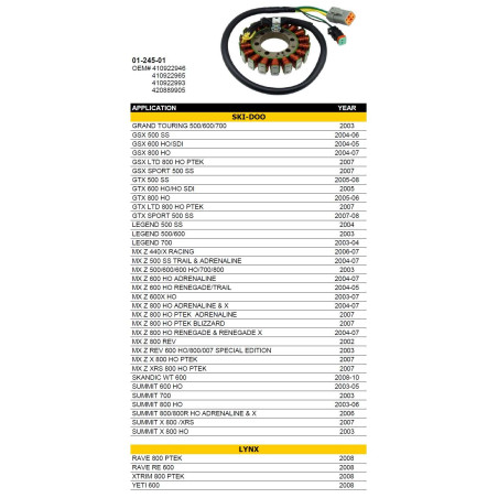 SPI SNOW UZWOJENIE ALTERNATORA STATOR SNOW SKI-DOO (SKUTER ŚNIEŻNY) - PATRZ ZDJĘCIE