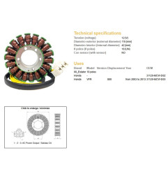 DZE UZWOJENIE ALTERNATORA (STATOR) HONDA VFR 800 '03-'13 (OEM 31120-MCW-D03)