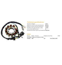 DZE UZWOJENIE ALTERNATORA (STATOR) YAMAHA YBR 125 '02-'05