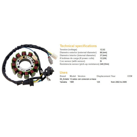 DZE UZWOJENIE ALTERNATORA (STATOR) YAMAHA YBR 125 '02-'05
